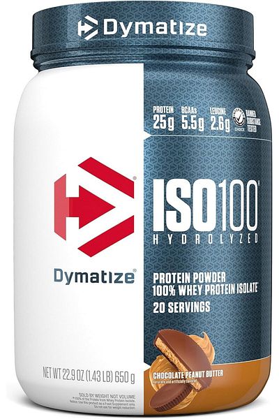 Dymatize ISO 100, Hydrolyzed Whey Protein Isolate, Chocolate Peanut Butter, 1.43 lbs, 20 Servings