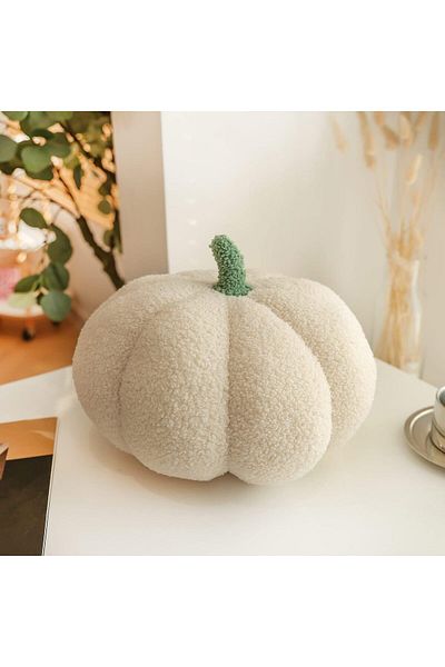 MAPLE HOME DECORATION Maple Home 3D Fleece Pumpkin Shaped Throw Pillow Thanksgiving Bedroom Sofa Cushion
