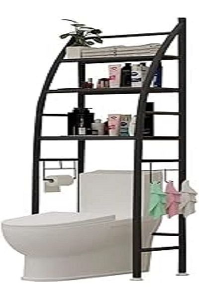 Generic Margon Metal Toilet Cabinet Shelves for Kitchen and Bathroom Space Saving Organizer Holder New - Black