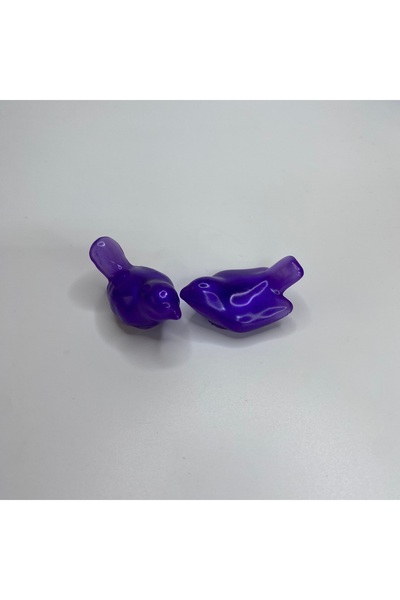 PİNK 2 Adet Mor Kuş Şeklinde Fırça/Kalem Tutucu/Mini Biblo