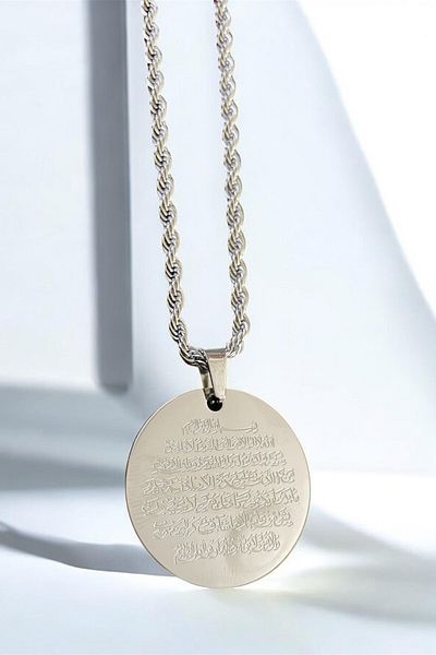özgül takı ve tasarım Stainless Steel Gold Color Women's Ayetel Kursi Necklace