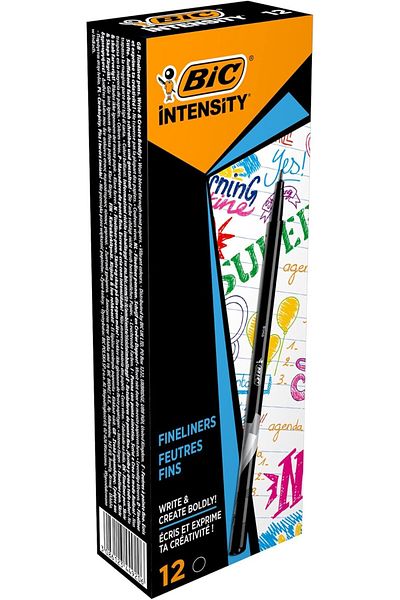 Mena Rise Şirinshop Intensity Fine Liner Fine Tip Black Felt Tip Pen 12'Li Box, 0.4 mm Thin Thickness