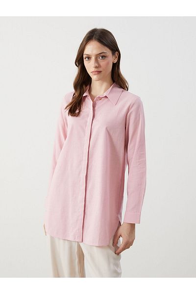 LC Waikiki Lcw Modest Shirt Collar Plain Hidden Button Women's Tunic