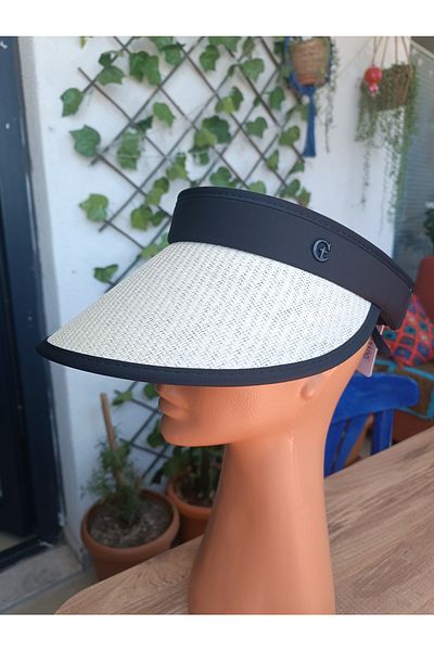 Blotch Straw Visor Visor Women's Beach Hat Beige Color