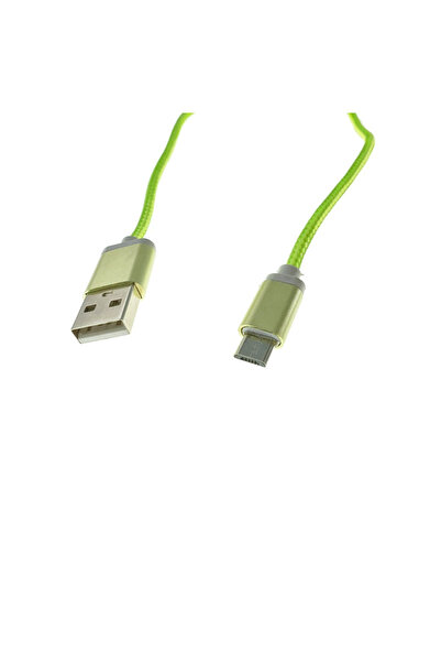 OEM USB 2.0 to microUSB cable, textile sheath, 130cm, fluorescent green