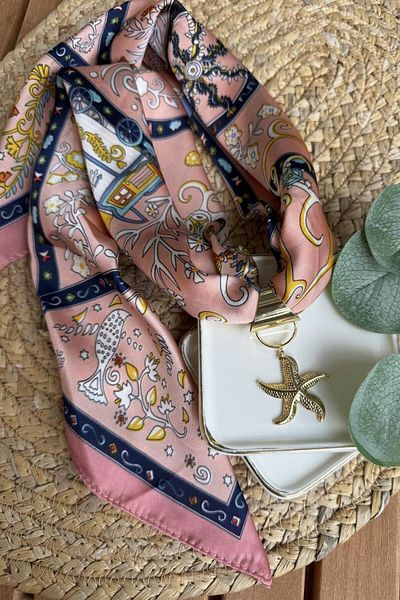 My Joyas Design Patterned Scarf Starfish Charm Necklace 110cm