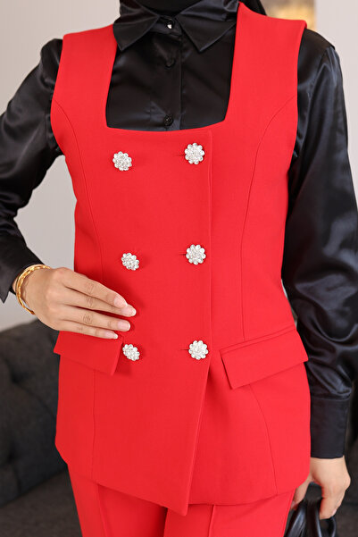 Butik Elegan Tesettür Yelek Pantolon Takım