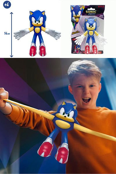 TOYFEST Netflix Sonic Prime Monster Flex Soft Flexible Extending Strech Figure Sonic - 14 cm
