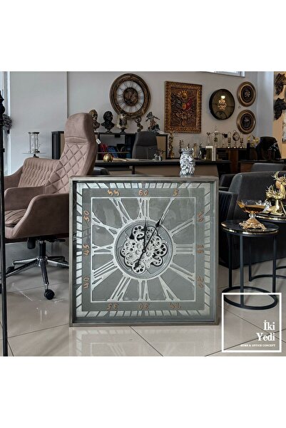 77 Karvitz 80 cm Ayaklı Çarklı Saat, Döner Mekanik Metal Saat, Lüks Ev Ofis H...