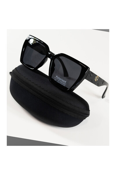 PARUNIV Ochelari de soare dama, polarizati, UV400, cu ornamente aurii si negr...