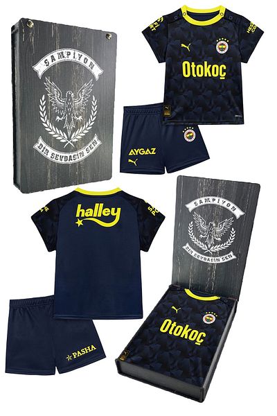Fenerbahçe Original Licensed 23/24 Navy Blue Mini Jersey Set with Gift Wooden Box