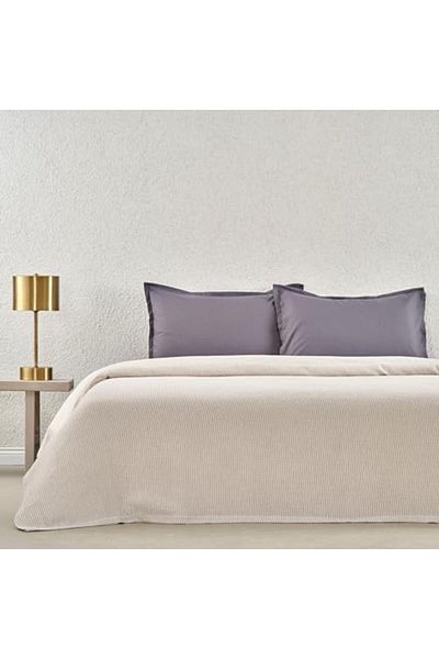 Mena Rise Plain Viscose - Cotton Blend Bedspread Set, Gray, Double 10171