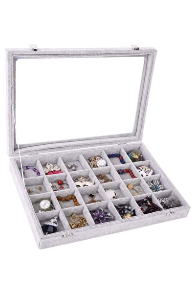 Hope صندوق عرض منظم لتخزين المجوهرات من المخمل قابل للتكديس مع غطاء، وأقراط أ...