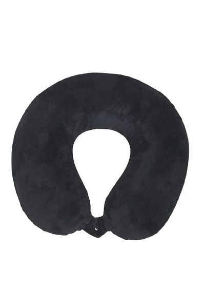 BREZIUM Anatomical Travel Pillow with Memory Foam, 30x30cm, Black, BREZIUM