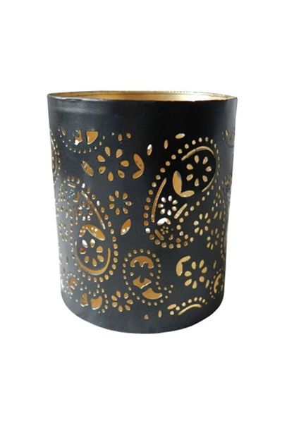 OEM Suport pentru lumanari din metal, cu model, 10 cm, Negru