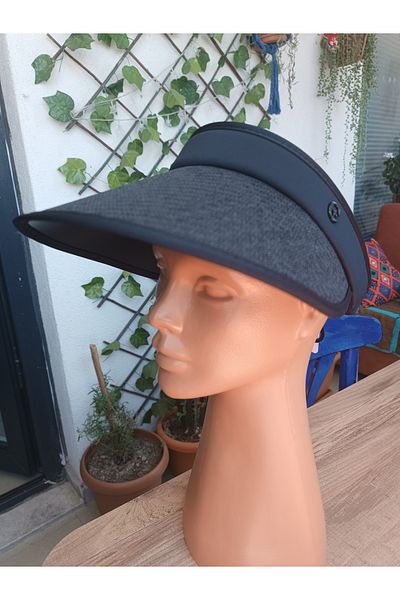 Blotch Straw Visor Visor Women's Beach Hat Anthracite Color