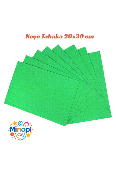 Minopi Green Felt Sheet 10 Pack 20X30 cm - 1.5 mm Thickness