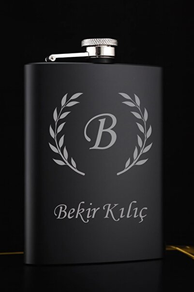 BiTon Toptan Kişiye Özel 9 Oz Siyah Paslanmaz Çelik Cep Matarası 266 Ml İçece...