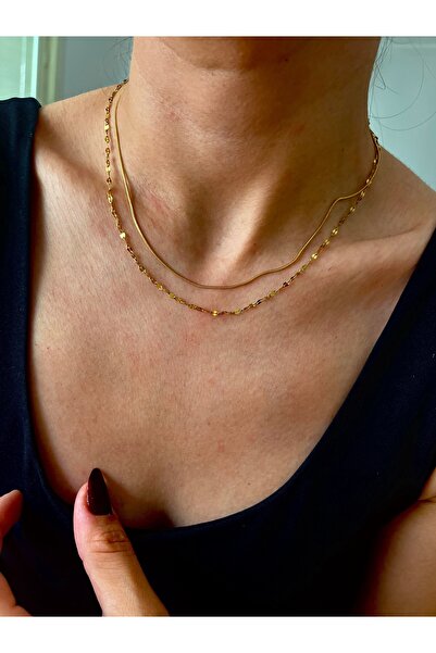 Hoop jewelery çelik 2li kolye