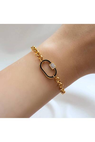 Minne Jewelry-Accessory سوار فولاذي - سوار متشابك - سوار فولاذي ذهبي اللون - ...