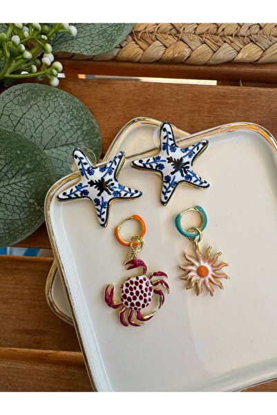 My Joyas Design مجموعة أقراط ZR موديل صيفية مكونة من 4 قطع