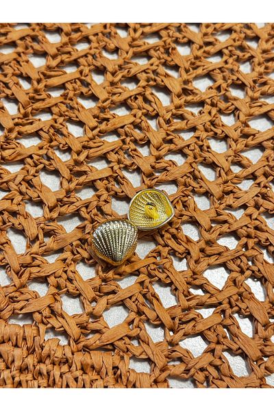 balım hobi evi Seashell Model Patterned Design Gold Color Metal Blazer Button Accessory Small Size 16 mm 1 Piece