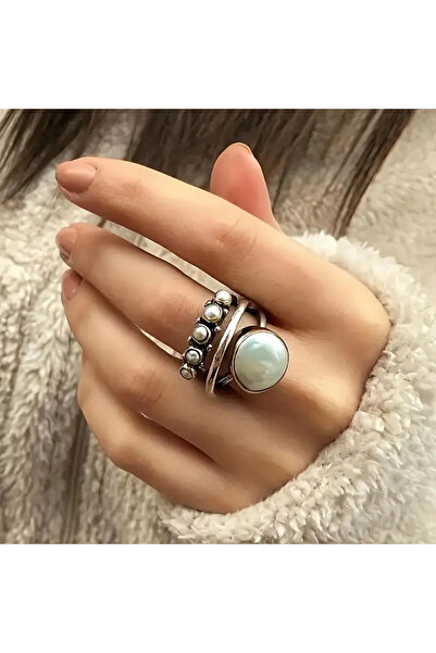 Takıtolia Feline Gümüş 3 Katlı İncili Fransız Tasarım Barok Tarz Vintage Ayar...