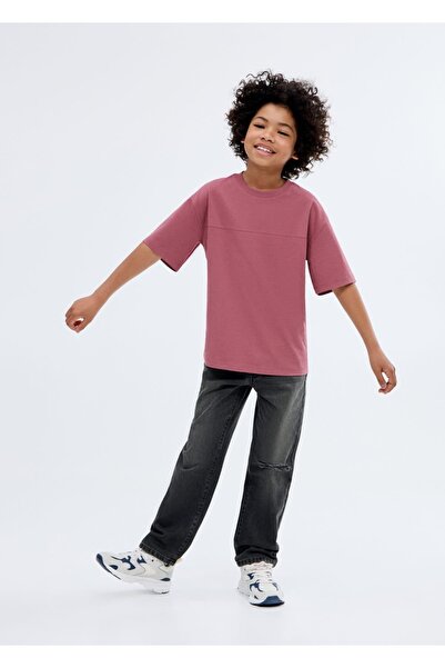 MANGO Kids Regular düz kesimli jean pantolon