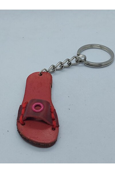 Hakiki Deri Minyatür Bordo Sandalet Terlik Anahtarlık Hediyelik