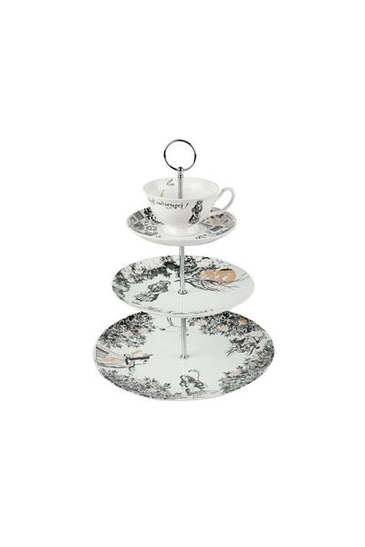 MIKASA X V&A Alice in Wonderland 5200022 Porcelain 3 Tier Cake, Pastry Stand