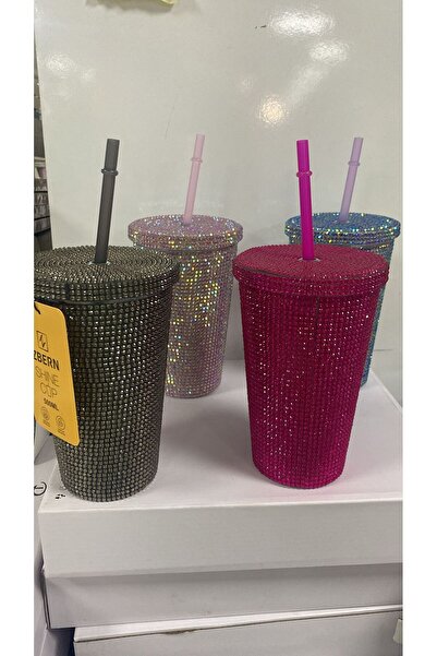 Lila Homes Bright Stone Glass with Straw 500 ml