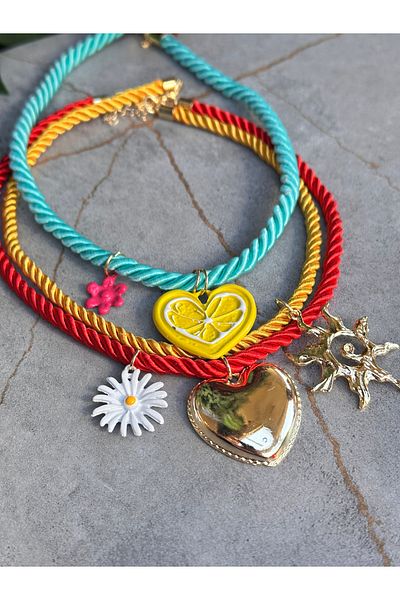 The Simu Colorful Rope Charm Necklace – Summer Bohemian Necklace