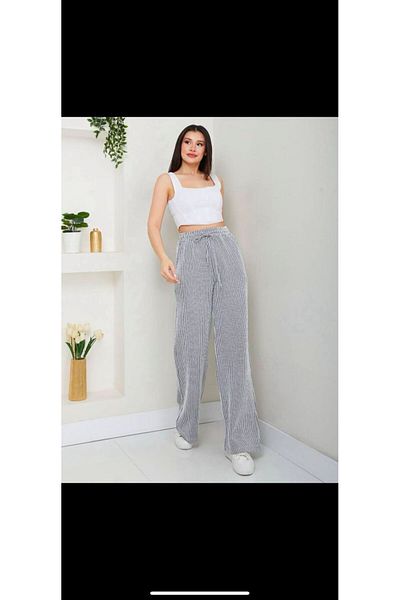 Velista Women's Striped High Waist Wide Leg Casual Pants