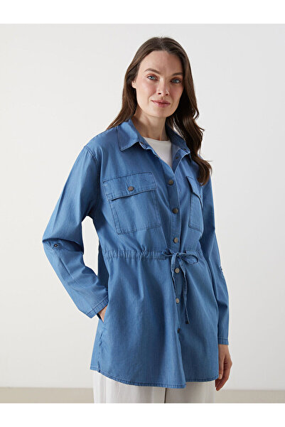 LC Waikiki قميص جينز نسائي بياقة من أوزماركا للموسم الجديد