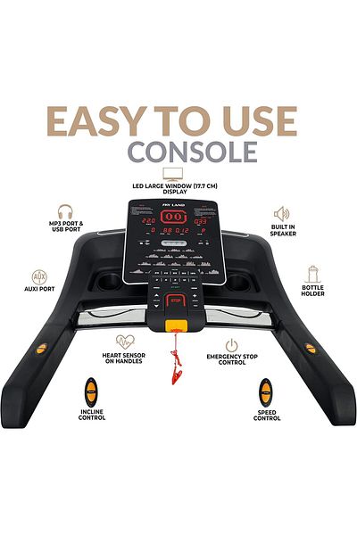 Skyland Commercial Treadmill - Weight Capacity 180kgs | Auto Incline 15% With Bluetooth Speaker/fitshow App.