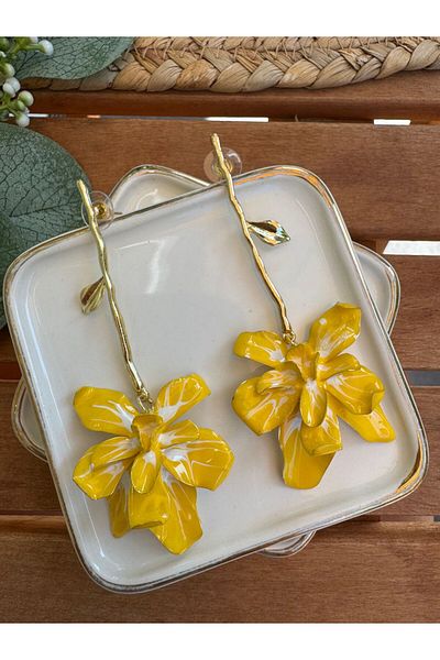 My Joyas Design Zr Model Yellow Dangle Flower Earrings