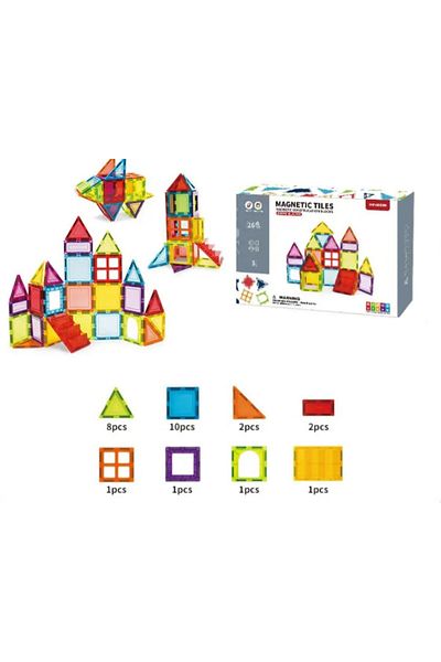 THD Magnetic construction set, 26 pieces, Magnetic THD Tiles, pastel of different geometric shapes