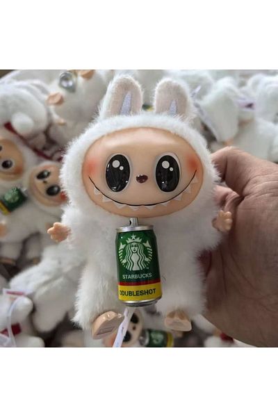 OEM Labubu Kawaii Bunny Plush Toy with Big Eyes Starbucks Drink Coca-Cola Keychain