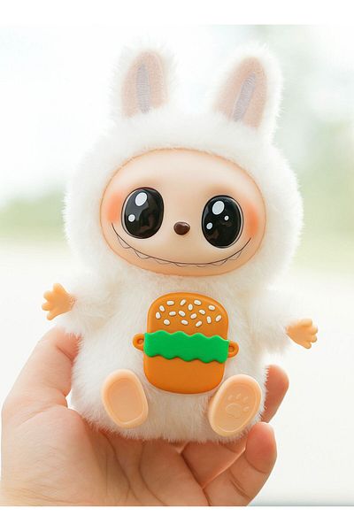 OEM Labubu Kawaii Bunny Plush Toy with Big Eyes Hamburger Coca-Cola Keychain Collectible