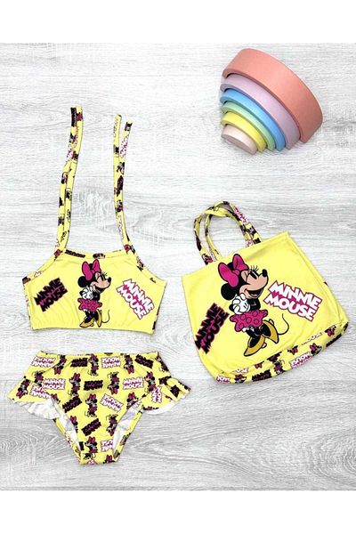 Liyavera Girls' Printed Ruffle Bikini Set - Girls' Ruffle Swimsuit with Bag