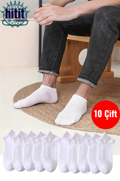Hitit Socks Hitit Sock Чоловічі 10 пар Преміум якість Бавовняні Прямі шкарпетки Білі