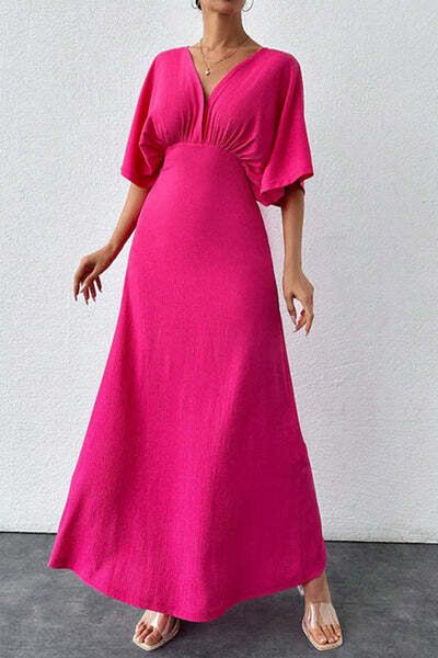 StreetWear Outlet Rochie Dama, Lunga, Decolteu In V Si Maneci Liliac