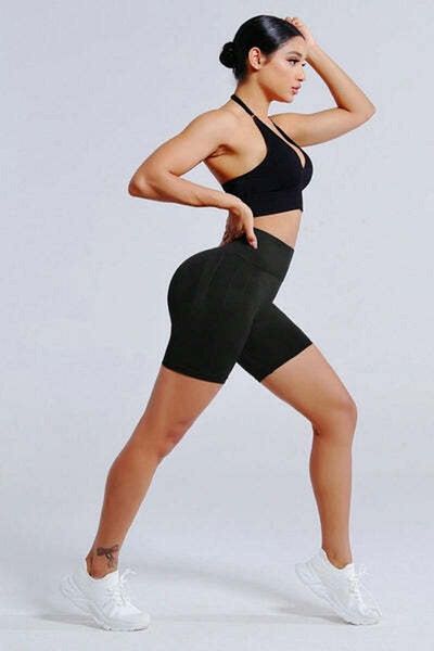StreetWear Outlet Colanți scurți elastici cu talie înaltă pentru yoga, antrenament, sport casual