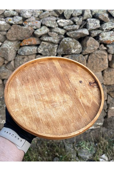 HBSİ Natural Hornbeam Tree Presentation Oil Pot Stand / Presentation Plate / Breakfast / Snack Bowl