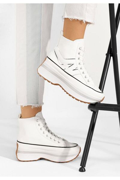 B T Shoes Sneakers cu platformă Kathie V2 albi
