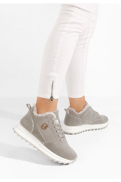 B T Shoes Women's fur-lined sneakers Lavega gray