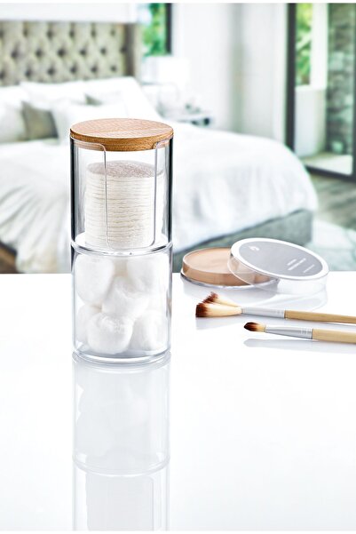 ROYALGROSS Double Layer Cotton Organizer with Wooden Lid – Makeup Organizer