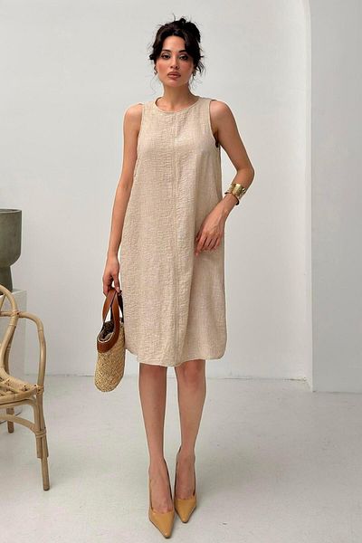 Serica Moda Beige Sleeveless Linen Dress