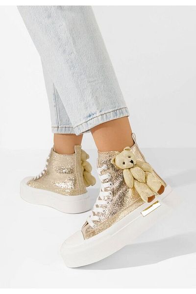 B T Shoes Alisea women's gold high-top sneakers