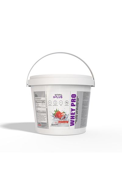 Natural Plus Whey Pro 4 kg - 100% Whey Protein Concentrate, Strawberry flavour